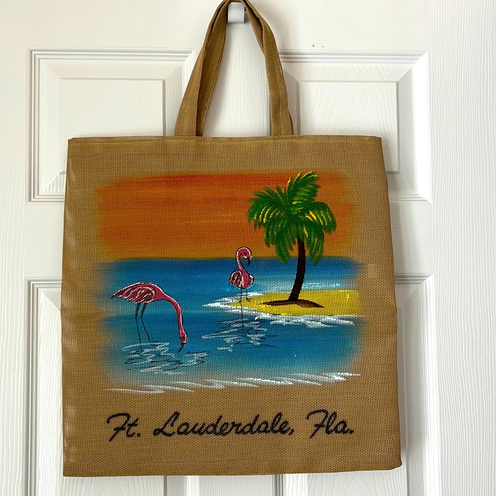 🌅 NWOT Hand Painted Florida Beach Tote